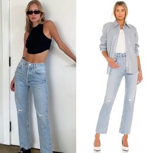 AGOLDE 90s Pinch Waist Organic Cotton High Rise Denim Jeans Flashback Distressed
